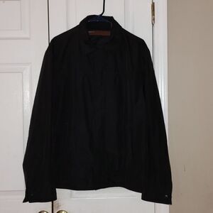 Perry Ellis Black Water Resistant Zip Rain Jacket Coat Sz L